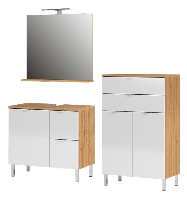 Badkamermeubelset Bruno 3 in grandson eiken met wit