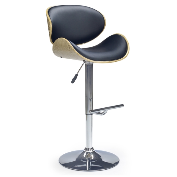 Barkruk New jersey in eiken met zwart