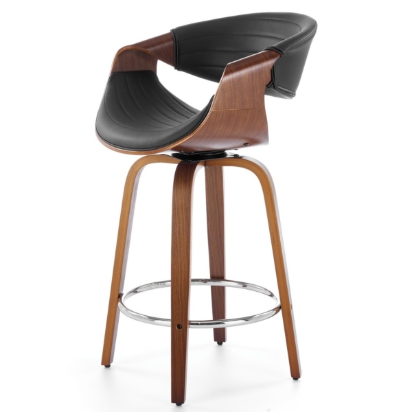 Barstoel Brenda Ovaal zwart met walnoot