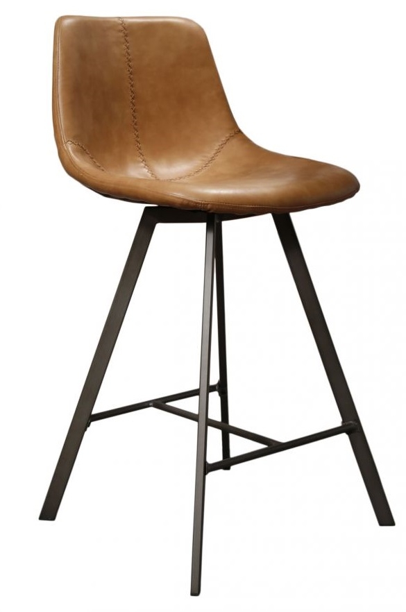 Barstoel zig-zag plat frame Zetna cowhide bruin