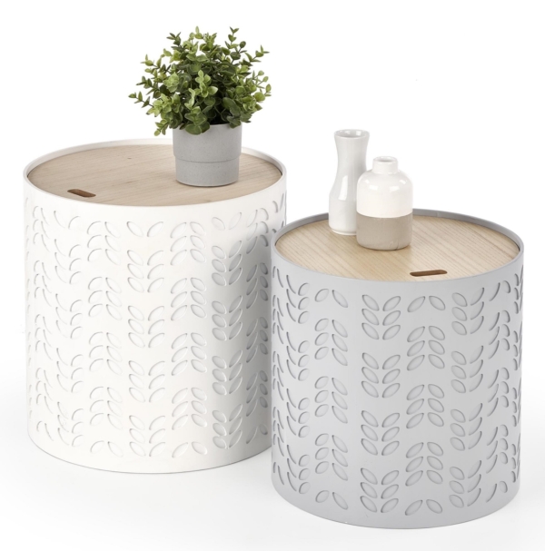 Bijzettafel Set Alba in mat wit met mat grijs