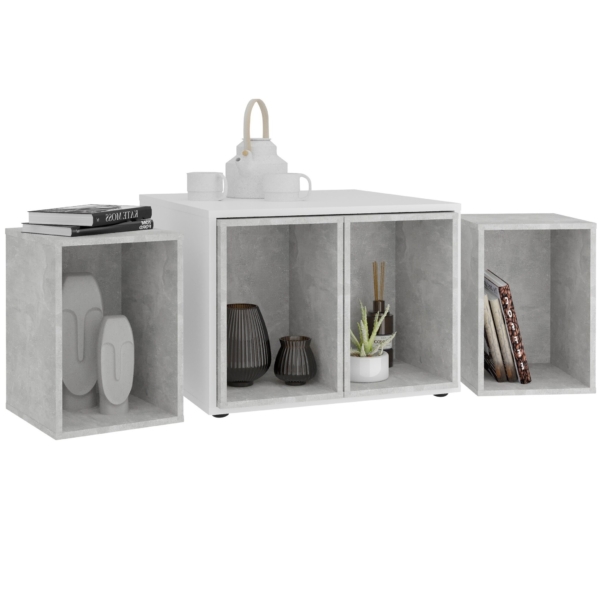 Bijzettafel Set Joker wit met beton