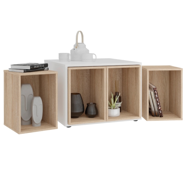 Bijzettafel Set Joker wit met eiken