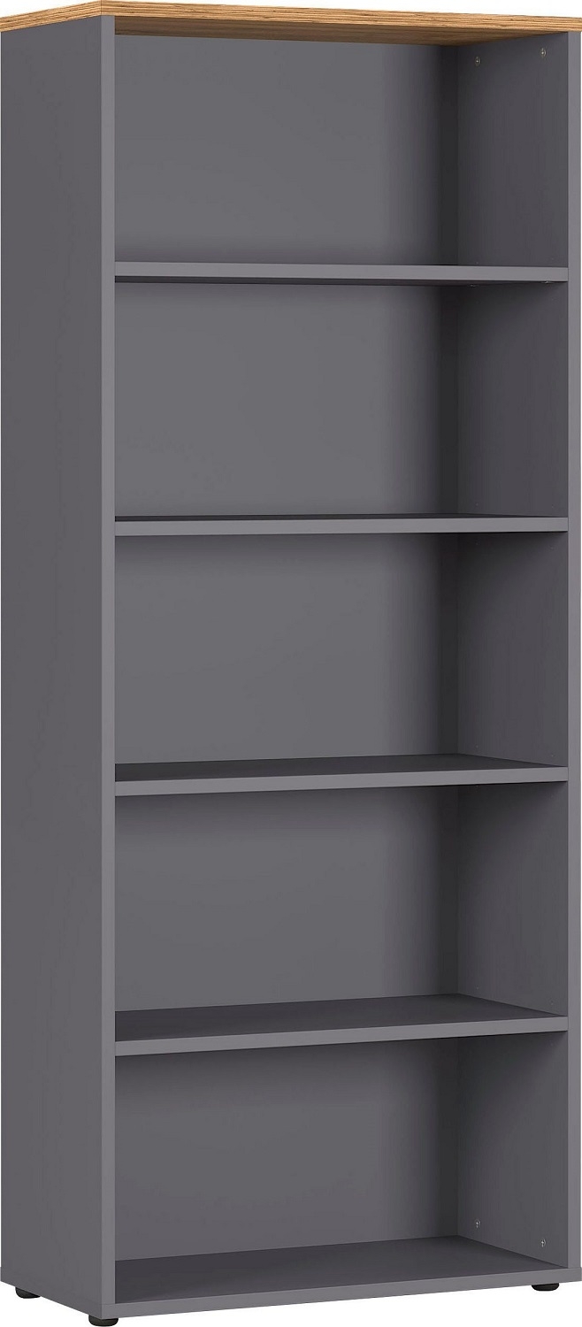 Boekenkast Agenda medium 197 cm hoog in grafiet met grandson eiken