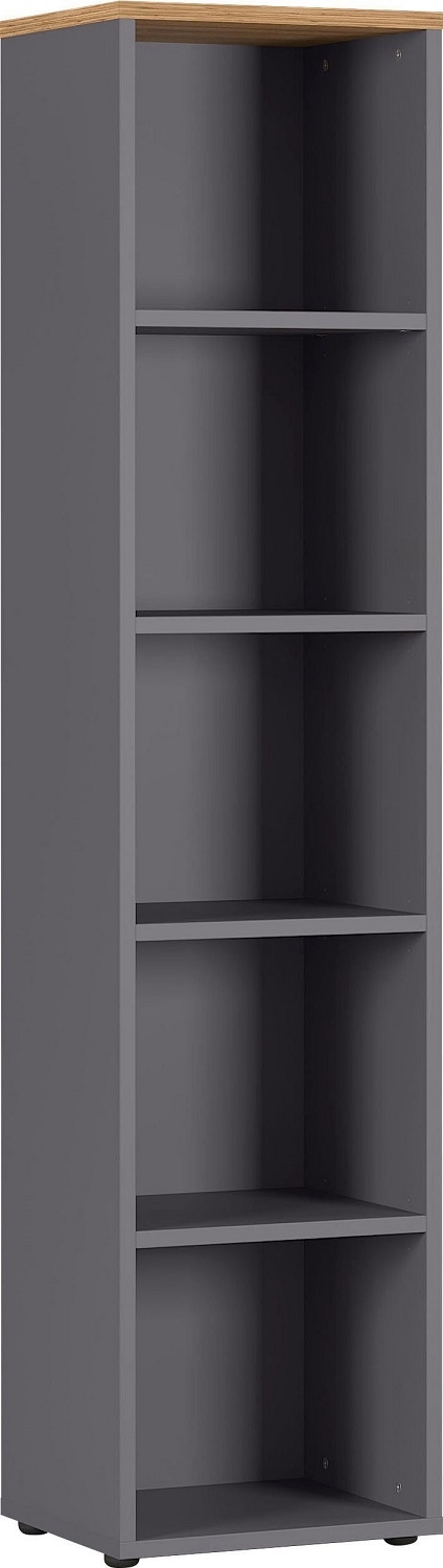 Boekenkast Agenda small 197 cm hoog in grafiet met grandson eiken