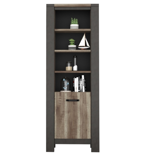 Boekenkast Malt 204 cm hoog oud eiken met antraciet