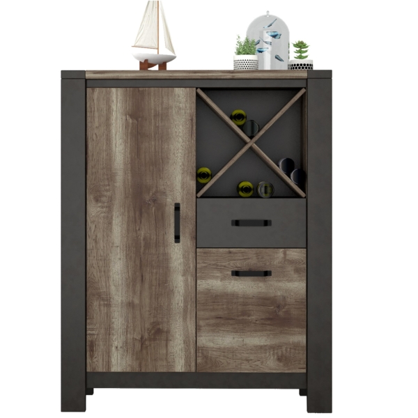 Buffetkast Malt 154 cm hoog oud eiken met antraciet