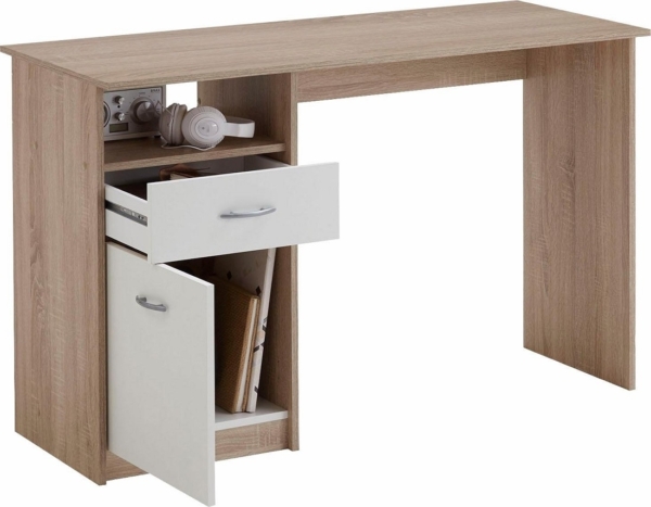 Bureau Jackson 123 cm breed - Eiken met wit