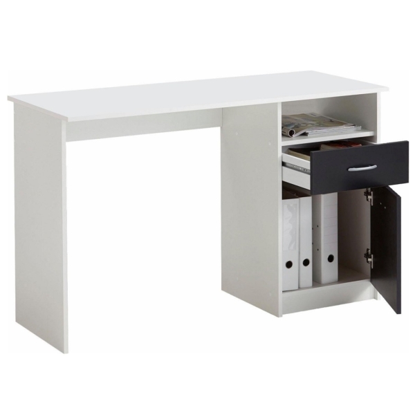 Bureau Jackson 123 cm breed - wit met zwart