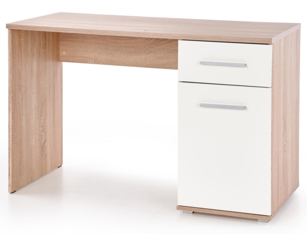 Computerbureau Lima 120 cm breed in sonoma eiken met hoogglans wit