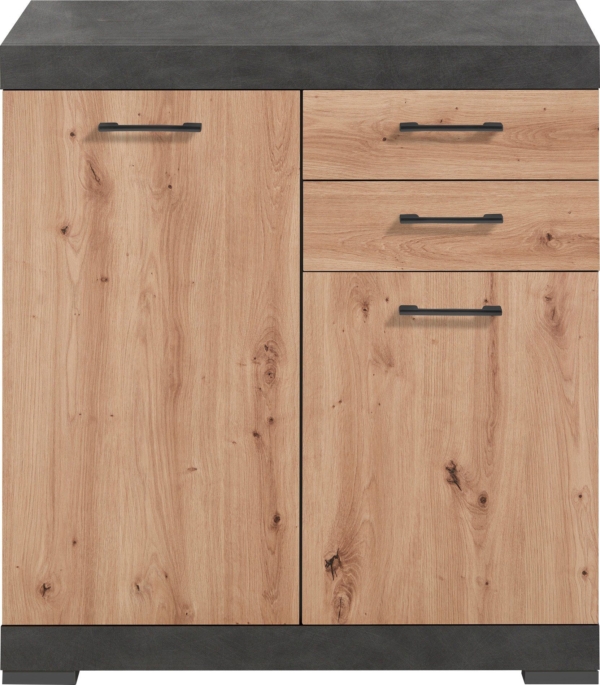 Commode Bristol 2 van 90 cm hoog eiken met antraciet