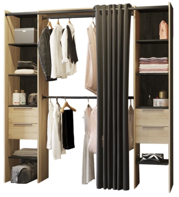 Uitschuifbare Open kledingkast Dana - Kronberg eiken