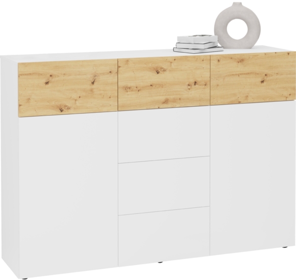 Dressoir Belm 115 cm hoog wit met artisan eik