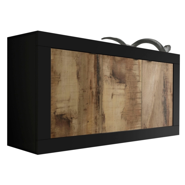 Dressoir Basic 160 cm breed zwart met eiken