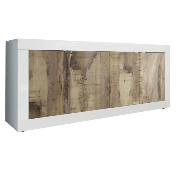 Dressoir Basic 206 cm breed wit met eiken