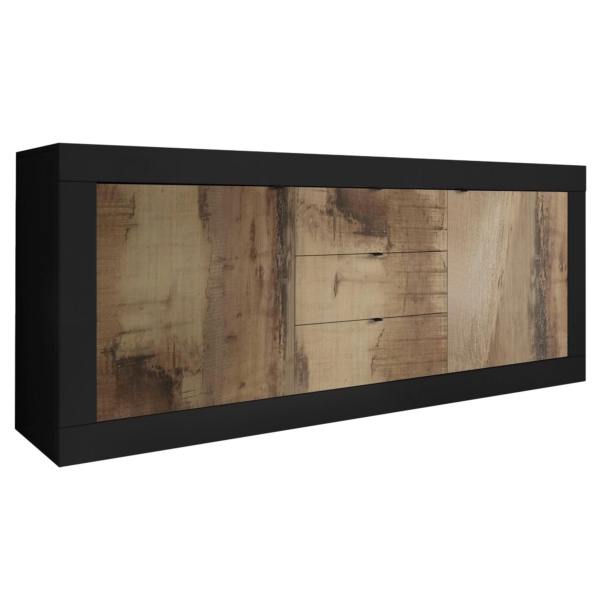 Dressoir Basic 210 cm breed zwart met eiken