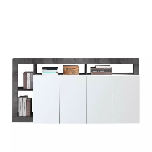 Dressoir Hamburg 184 cm breed hoogglans wit met oxid