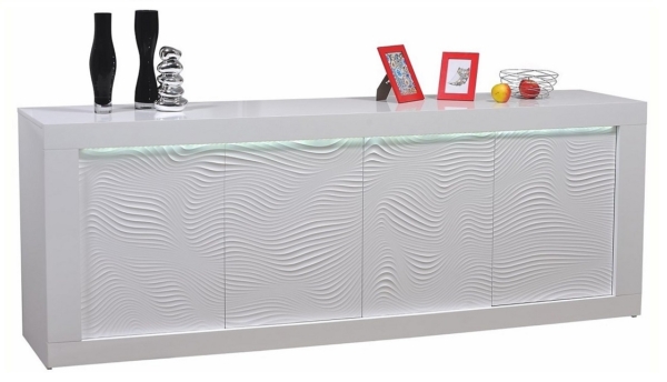 Dressoir Karma 220 cm breed - Hoogglans wit met Led