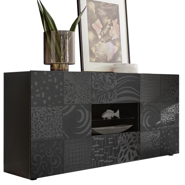 Dressoir Miro 181 cm breed in hoogglans grijs