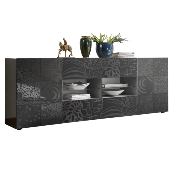 Dressoir Miro 241 cm breed in hoogglans grijs