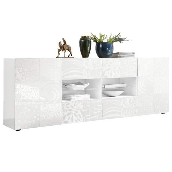 Dressoir Miro 241 cm breed in hoogglans wit