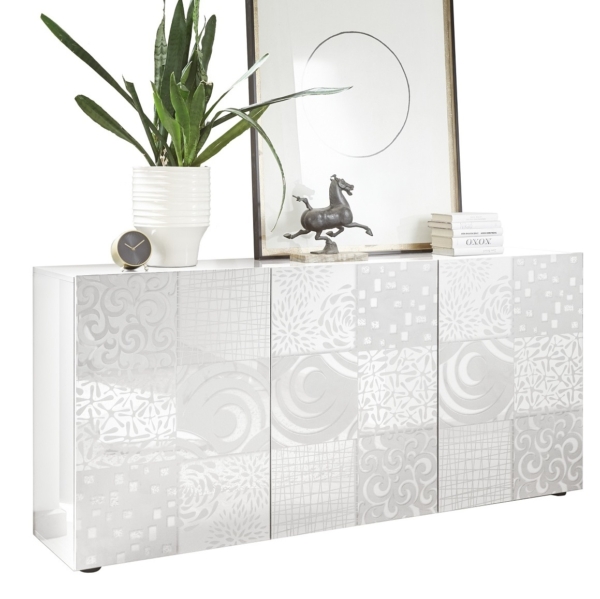 Dressoir Miro met 3 deuren 181 cm breed in hoogglans wit