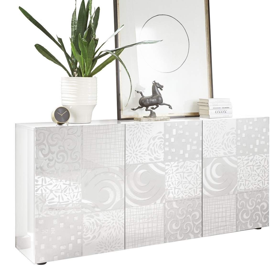 Dressoir Miro met 3 deuren 181 cm breed in hoogglans wit