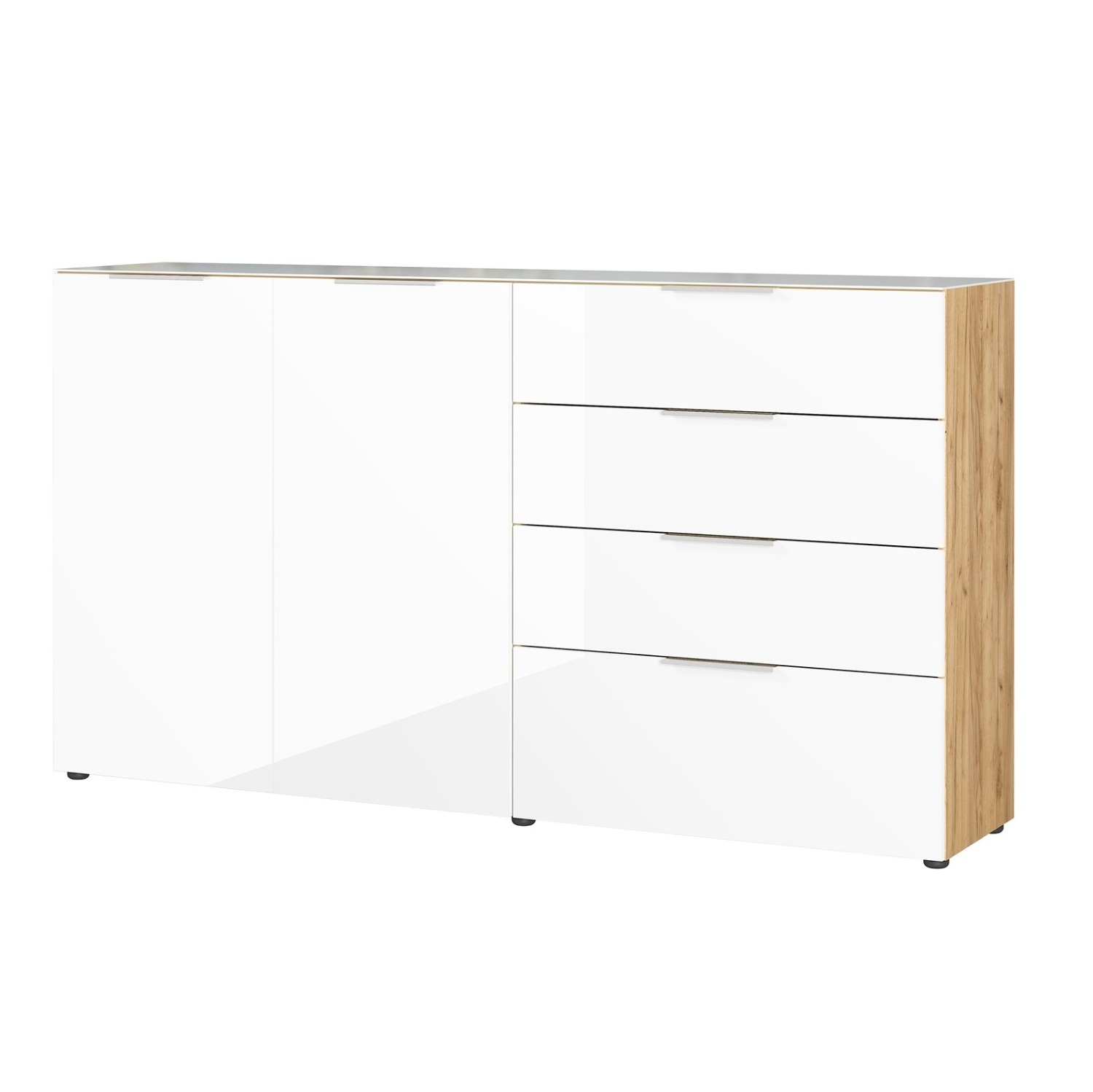 Dressoir Oakland 184 cm breed in wit met navarra eiken