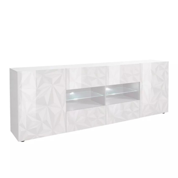 Dressoir Prisma 241 cm breed in hoogglans wit