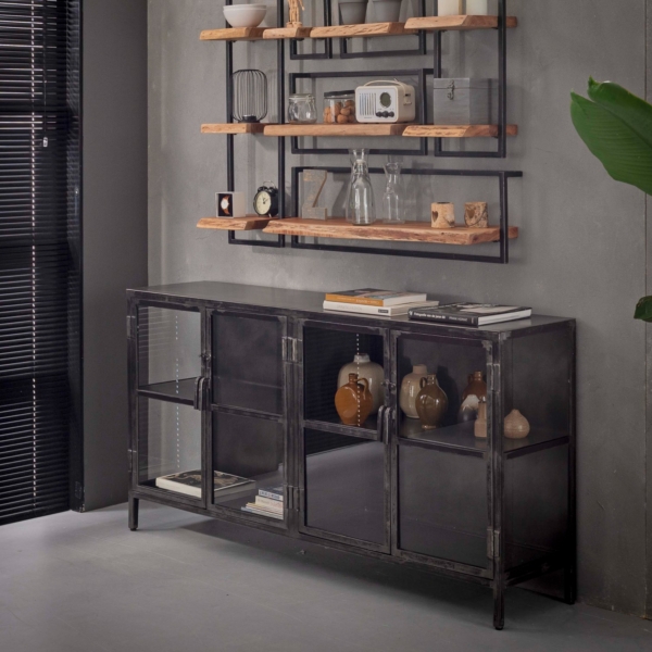 Dressoir Rift metal 4 deuren 180 cm breed