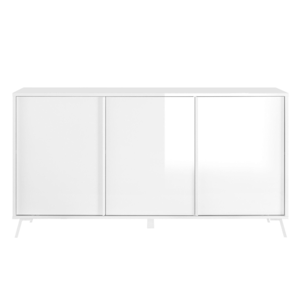 Dressoir Steel 156 cm breed 3 deurs hoogglans wit