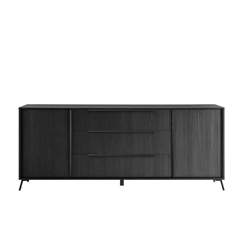 Dressoir Steel 205 cm breed 2 deurs 3 laden burnt black