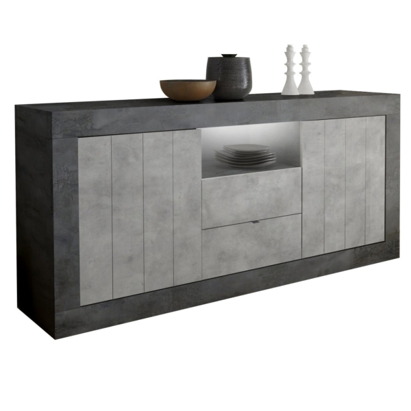 Dressoir Urbino 184 cm breed in oxid met grijs beton