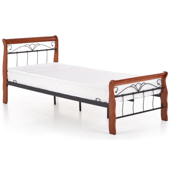 Eenpersoonsbed Veronica 90x200 cm zwart met kers