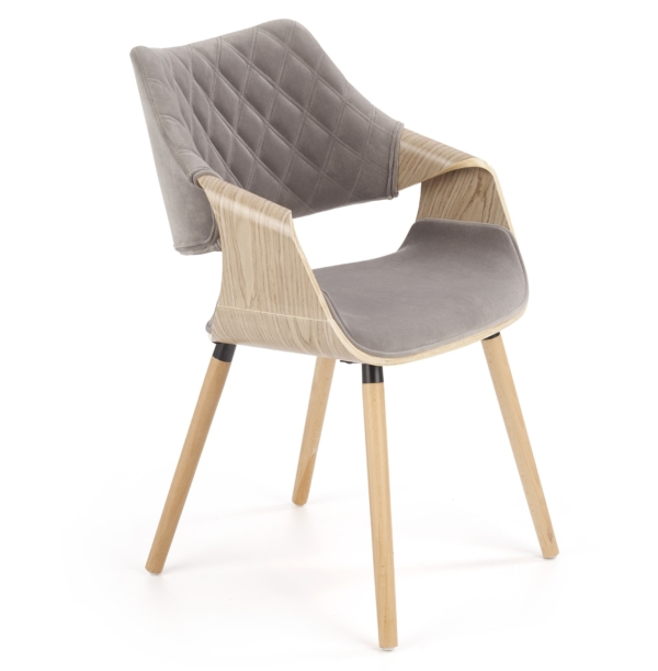Eetkamerstoel Brenda grijs met eiken