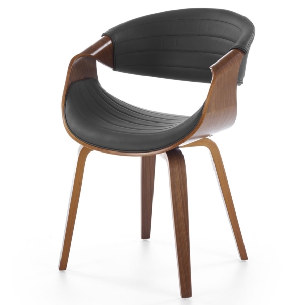 Eetkamerstoel Brenda Ovaal zwart met walnoot