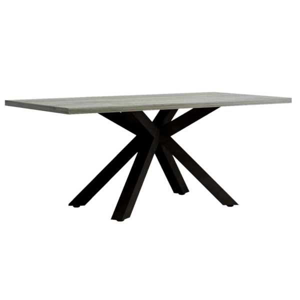 Eettafel Baxter spin poot centraal 220x90 cm grijs eiken met antraciet