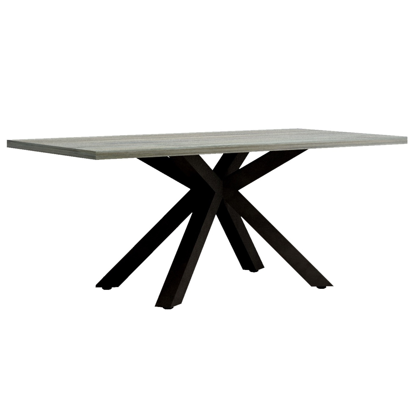 Eettafel Baxter spin poot centraal 220x90 cm grijs eiken met antraciet