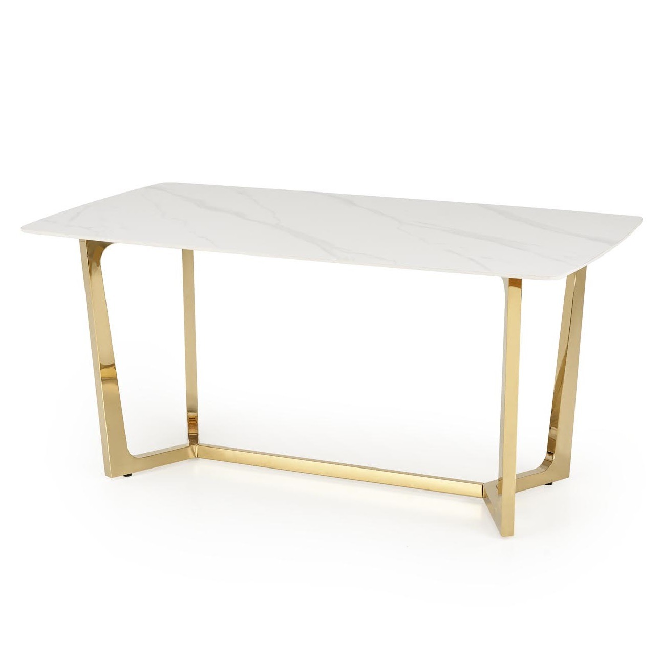 Eettafel Clemente rechthoek 160 cm marmer wit met goud
