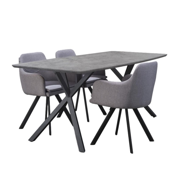 Eettafel Dayna 160 of 190 cm breed in grijs beton