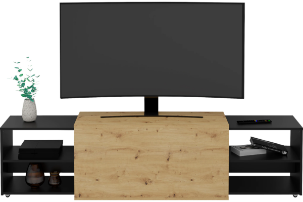 Tv-Meubel Slide 195 cm breed artisan eiken met zwart