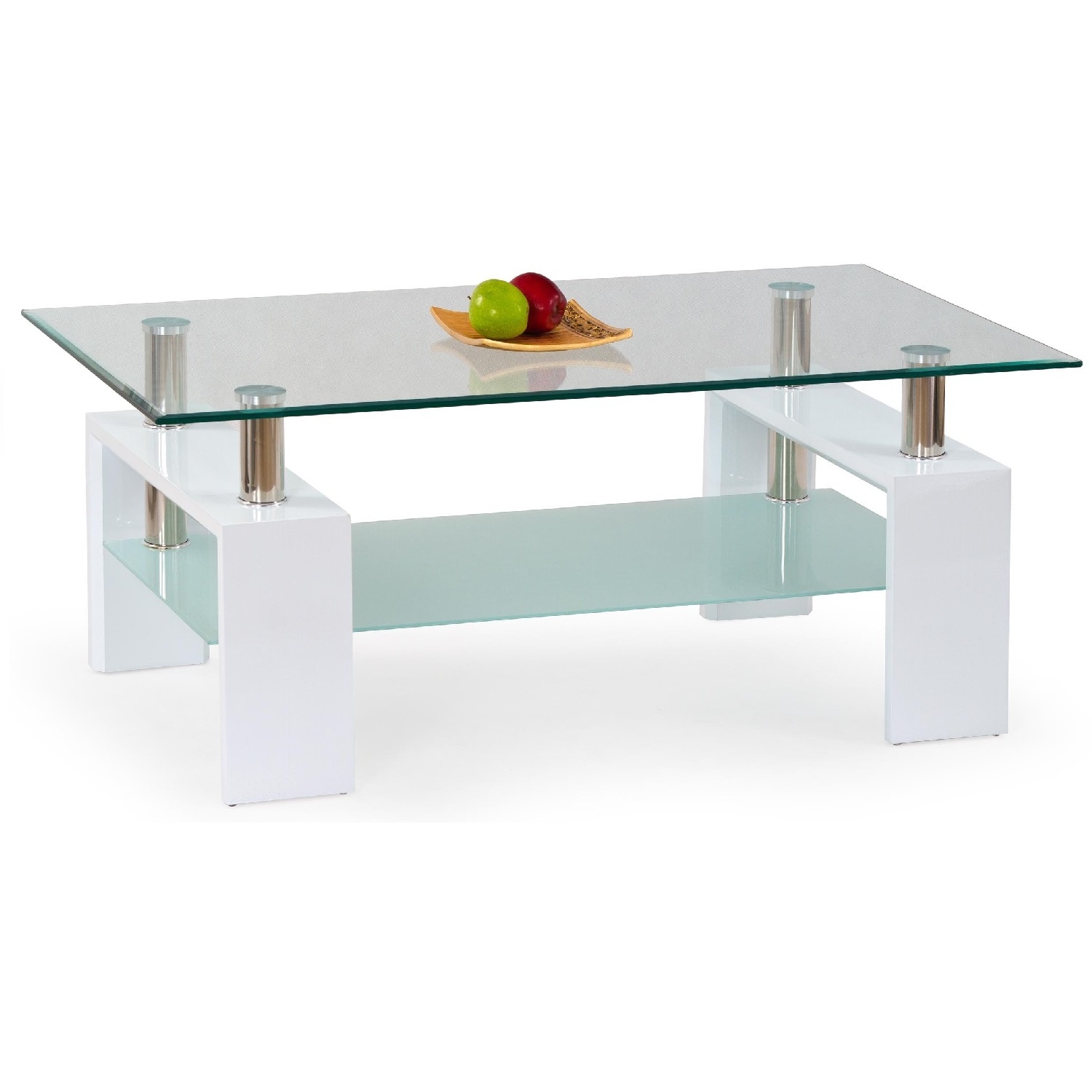 Glazen salontafel Diana H 110 cm breed in wit