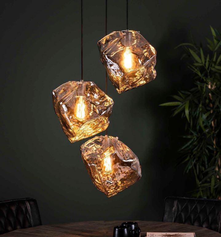 Hanglamp 3L rock chromed getrapt