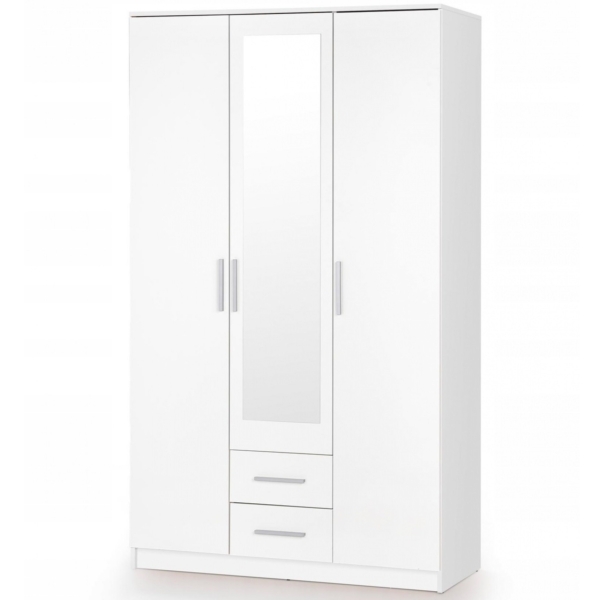 Kledingkast Lima 120 cm breed hoogglans wit met spiegeldeur