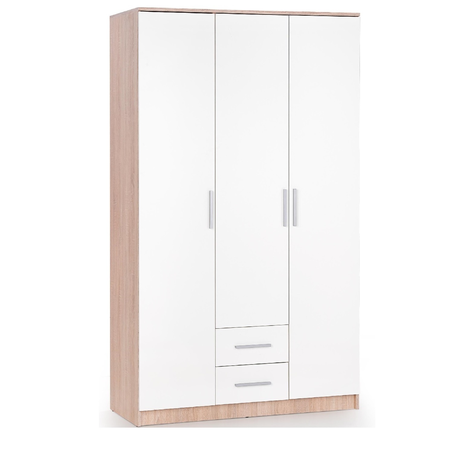 Kledingkast Lima 120 cm breed in sonoma eiken met hoogglans wit