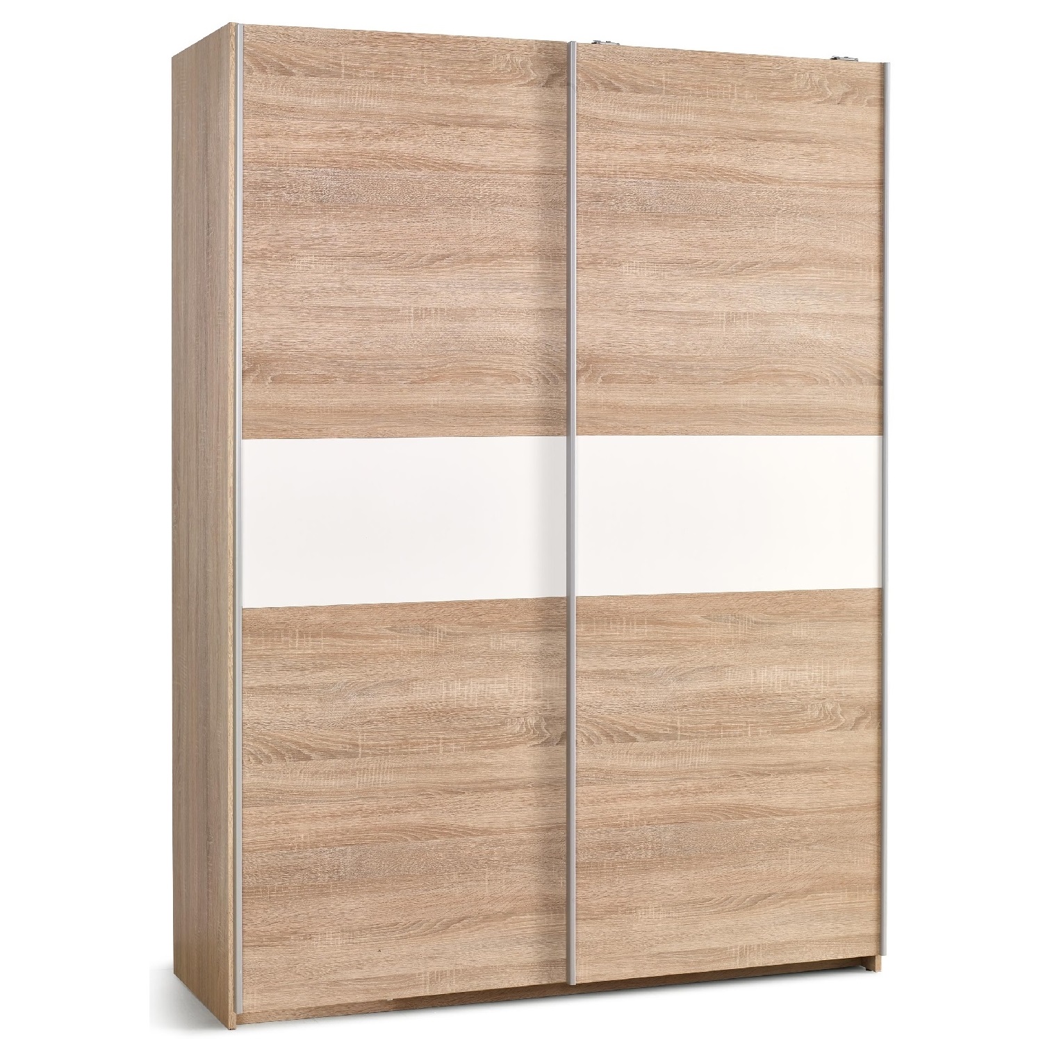 Kledingkast Lima 153 cm breed in sonoma eiken met hoogglans wit