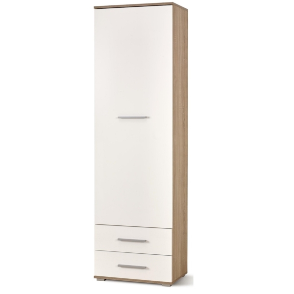 Kledingkast Lima 60 cm breed in sonoma eiken met hoogglans wit