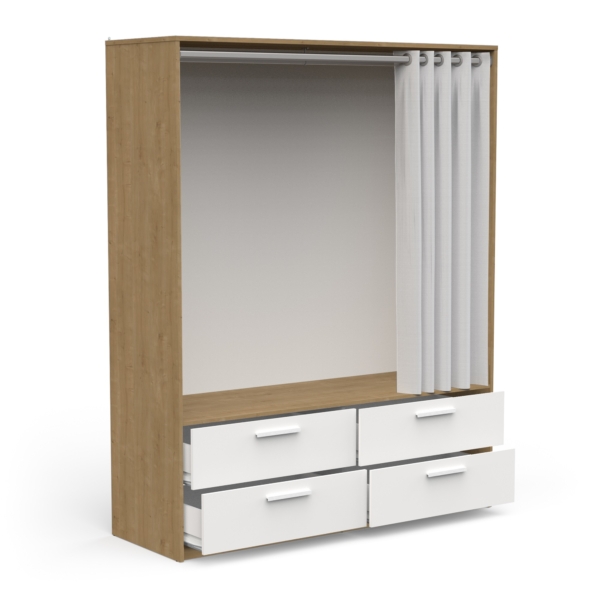 Kledingkast Lizy 164 cm breed eiken met wit