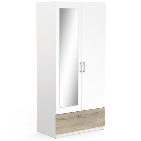 Kledingkast Ready 90 cm breed wit met kronberg eiken