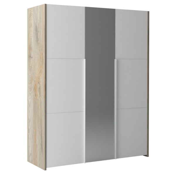 Kledingkast Prado 162 cm breed in endgrain eiken met mat wit